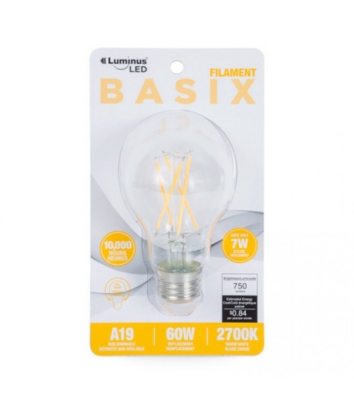 Luminus Basix Ampoule DEL 9W A19 2700K Blanc chaud