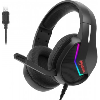 Marvo Tactic 40 H8618 USB2.0 Casque gaming filaire supra-auriculaire avec rétroéclairage RGB et microphone - Noir