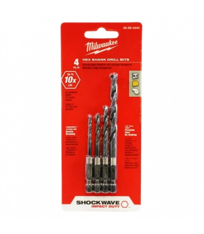 Milwaukee Hex Shank Drill Bits - Pack of 4