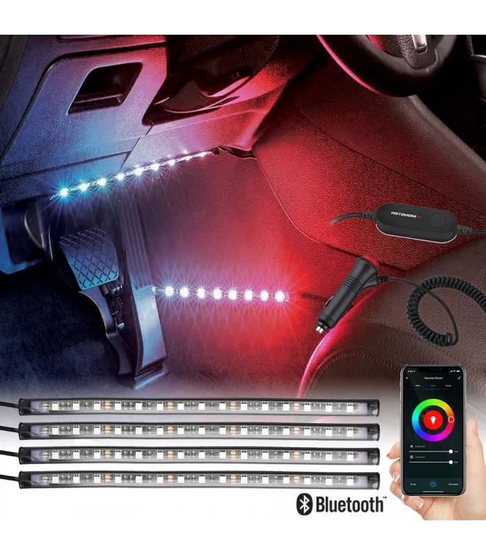 Monster Ensemble de bandes lumineuses DEL intelligentes pour voiture - RVB