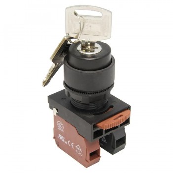 NHD Rotary Key Switch 2 Position 90° Momentary - Black