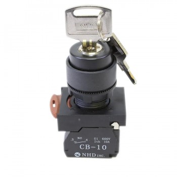 NHD Rotary Key Switch - 3 Positions 45° - N.O/N.C. - Black