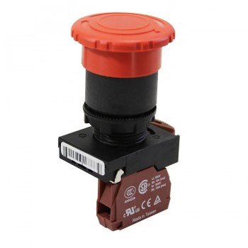 NHD Interrupteur robuste à bouton-poussoir Tournez pour libérer - Tête champignon - N.F. - Rouge