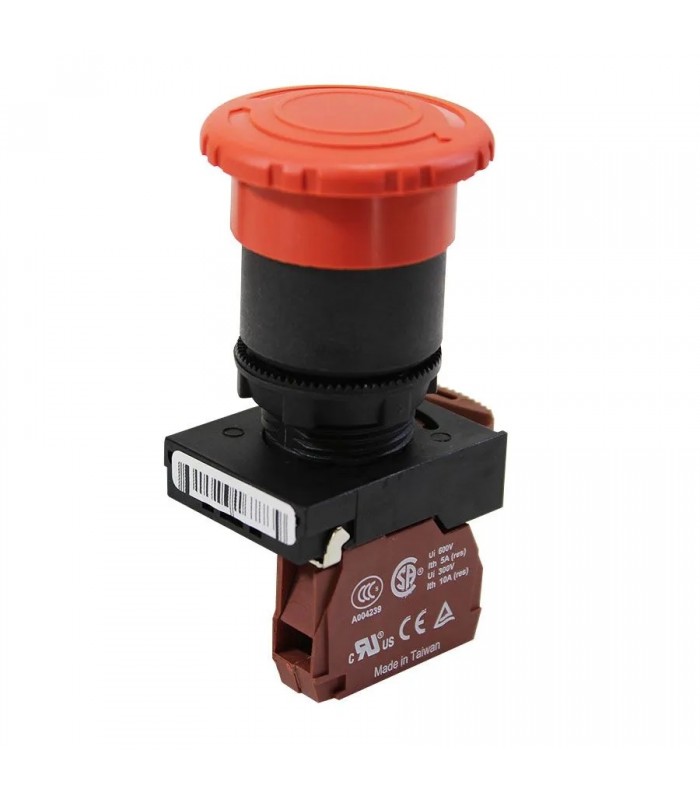 NHD Turn to Release Heavy Duty Push Button Switch - Mushroom Head - N.C. - Red