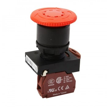 NHD Turn to Release Push Button Switch - Mushroom Head - N.C. - Red NPB22-R