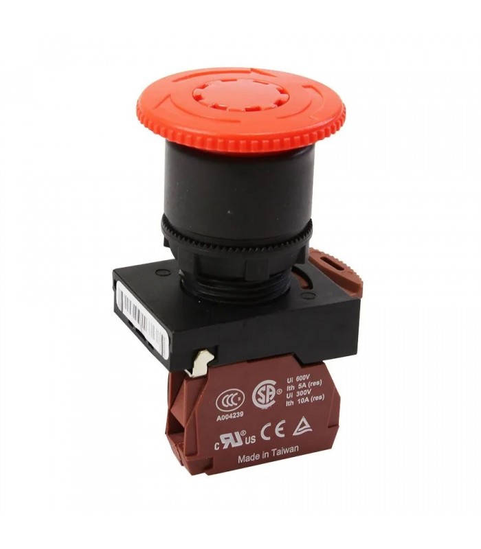 NHD Turn to Release Push Button Switch - Mushroom Head - N.C. - Red NPB22-R