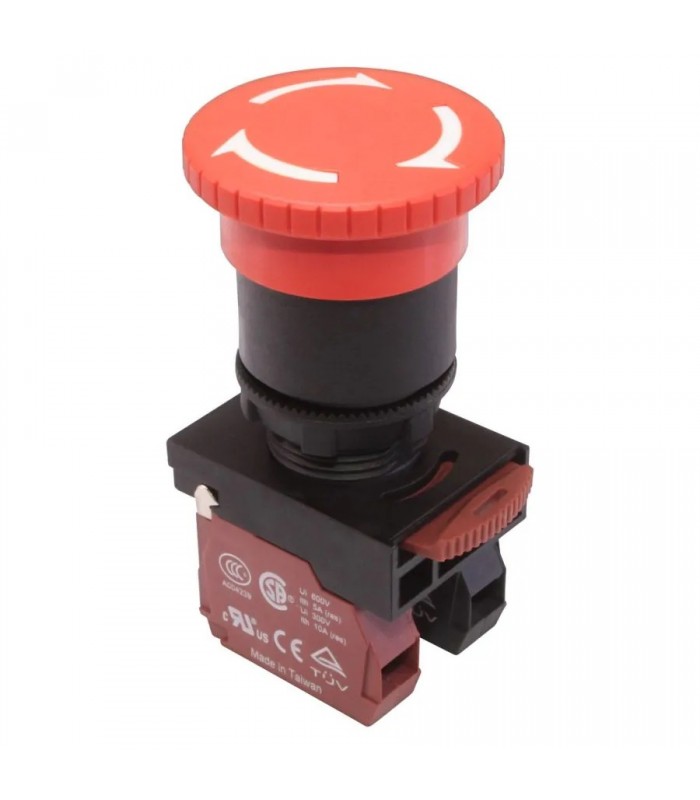 NHD Turn to Release Push Button Switch - Mushroom Head - N.O./N.C. - Red NPB22-J11R