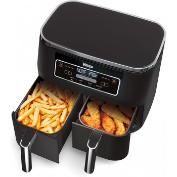 Ninja Friteuse à air DZ100 Foodi 4 en 1, 8 litres, 2 paniers avec technologie DualZone - Recertifié