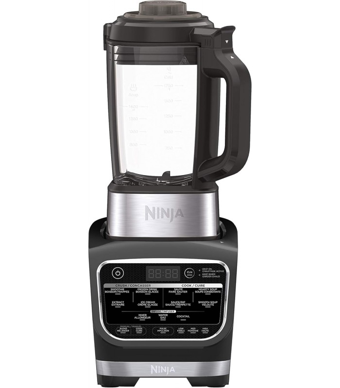 Ninja HB150C, Foodi Mélangeur froid et chaud avec élément chauffant de précision, pichet en verre de 1,8 l, noir, 1400 W- Recertifié