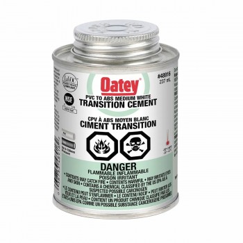 Oatey Ciment de transition ABS-PVC avec pinceau 236 ml Blanc