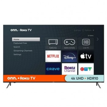 ONN Téléviseur Intelligent LED 75 po. UHD 4K Roku - Recertifié