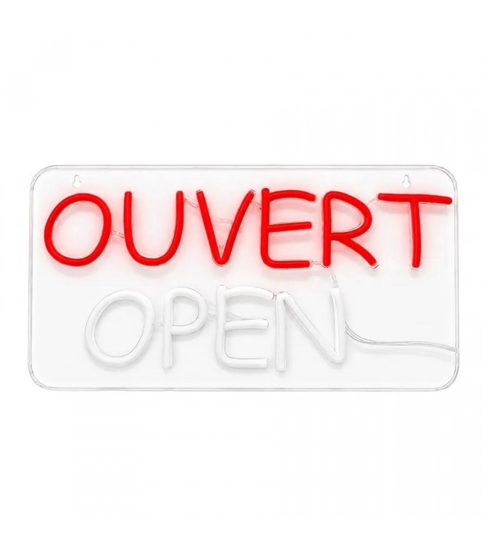 Enseigne lumineuse DEL animée OUVERT/OPEN - 40 X 20,7 cm - Rouge Enseigne lumineuse DEL animée OUVERT/OPEN - 40 X 20,7 cm - Rouge