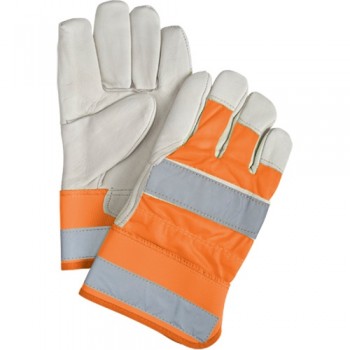 Orange High-Visibility Superior Warmth Fitters Gloves, Large, Grain Cowhide Palm, Thinsulate Inner Lining