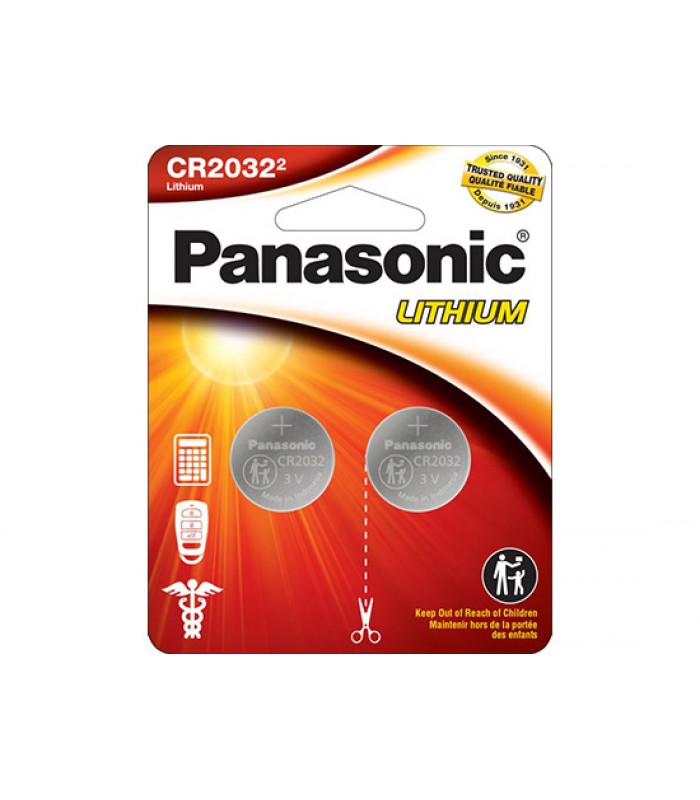 Panasonic 3V - Lithium - CR2032 - Pack of 2