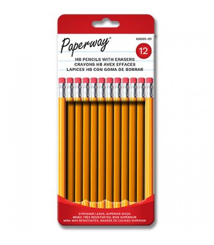 Paperway Pencils with erasers - Pack of 12