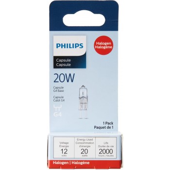 Philips 569293 G4 Bulb Halogen 20W Capsule Light Bulb Bi-Pin12 Volt 