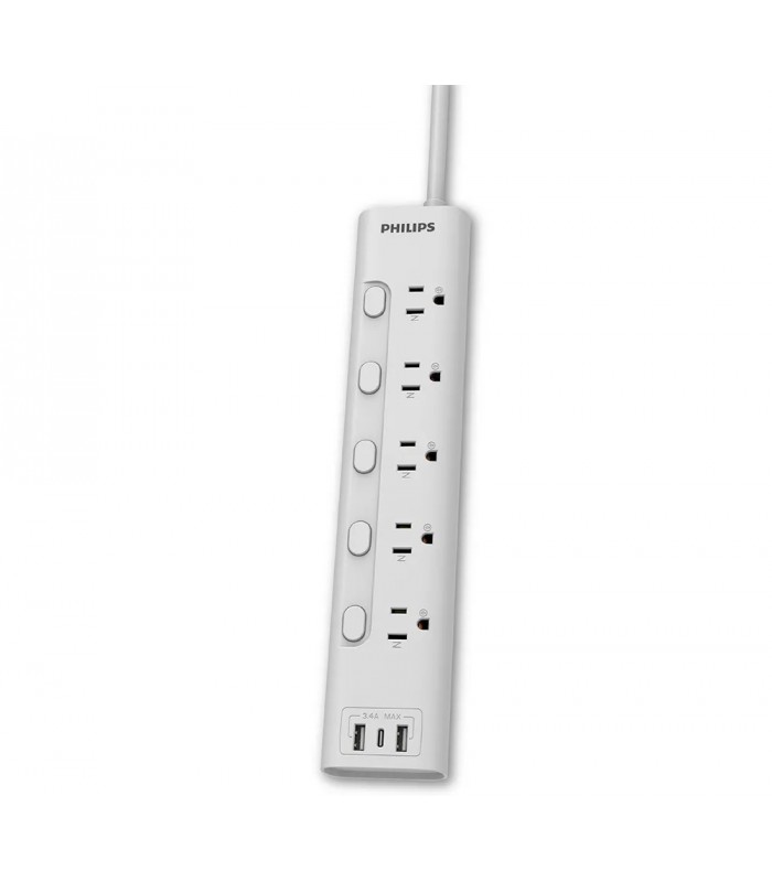 Philips Powerbar 5 AC outlets, 1 x USB-C, 2 USB-A, 1.8m cord