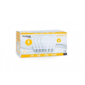 Luminus LED Bulb A19, 9W, Warm White Light 2700K, Non-Dimmable - Pack of 6