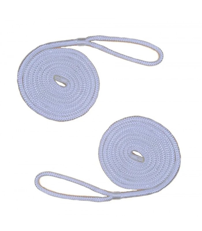 Corde tressé en polypropylène avec boucle pour garde boue de bateau - 9.5 mm X 1.8 m - 360 lbs - Blanc - Paquet de 2