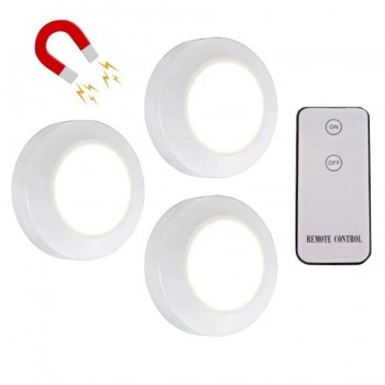 PowerDEL Set of 3 Magnetic Touch LED Lights with Remote - White