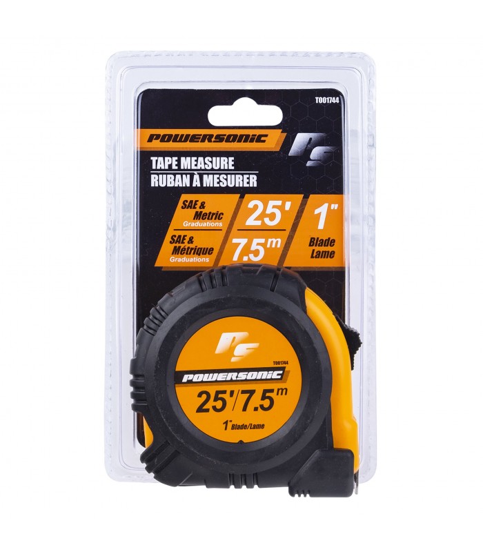 PowerSonic Ruban à mesurer 1 po x 25 pi/7,5 m