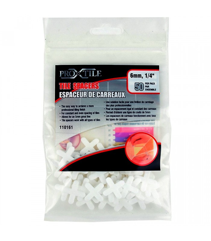 Pro-X-Tile Espaceurs de carrelage de 6 mm (1/4 po) Sac de 50