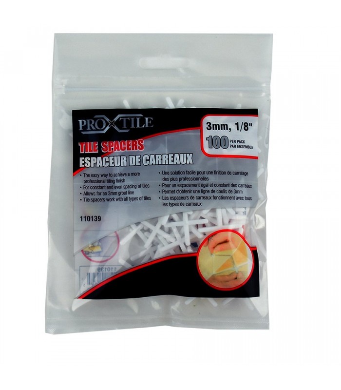 Pro-X-Tile 1/8 In. (3mm) Tile Spacers - Bag of 100