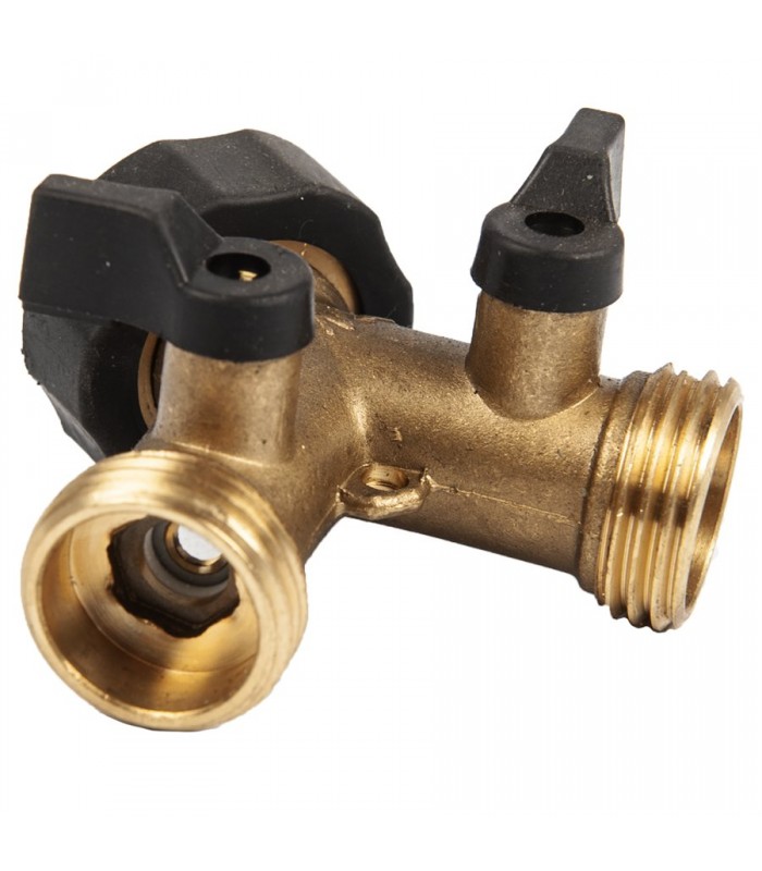 ProYard Aqua Brass Garden Hose Splitter 2 Way with 2 Valves