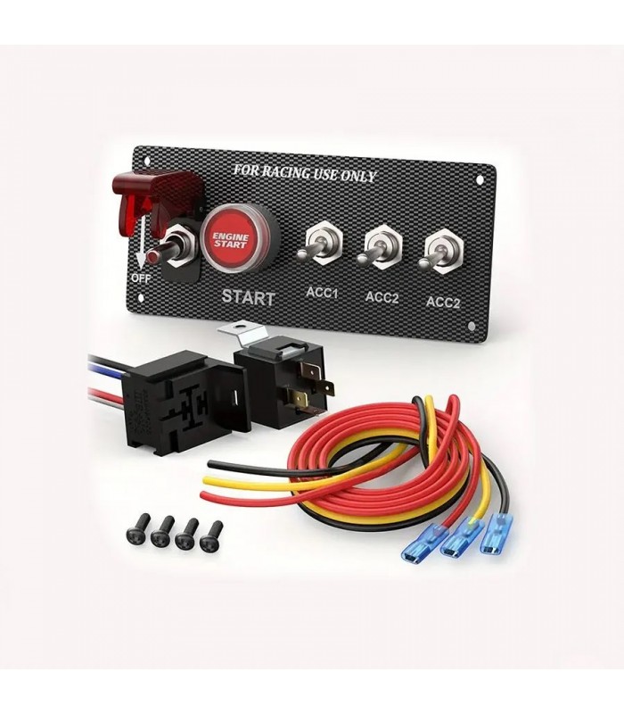 PureVolt Panneau de 3 commutateurs d'allumage pour voiture de course - 12V - 40A