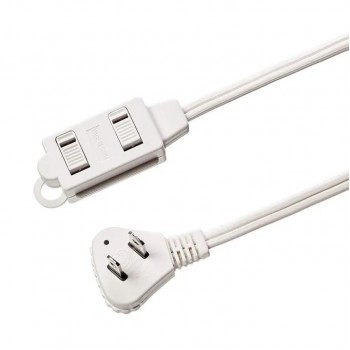 PureVolt 3-Outlets Extension Cord - 2C/16 AWG - Indoor - 125 V - 13 A - White - 2.5 m