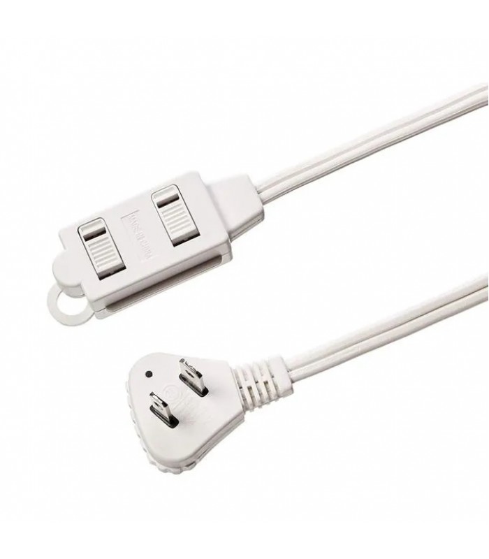 PureVolt 3-Outlets Extension Cord - 2C/16 AWG - Indoor - 125 V - 13 A - White - 2.5 m