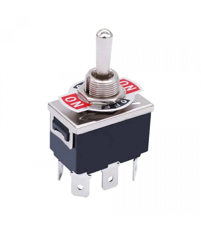 PureVolt 3-Position Toggle Switch - ON/OFF/ON - D.P.D.T. - 125 V/250V - 15 A/10 A - 6 Pins