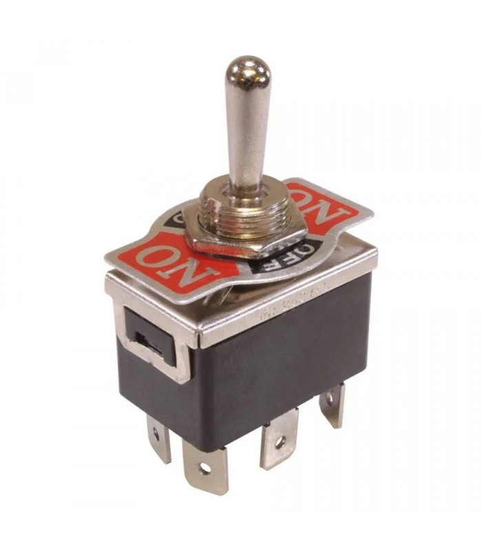 PureVolt 3-Position Toggle Switch - ON/OFF/ON - D.P.D.T. - 125 V/250V - 20 A/15 A - 6 Pins