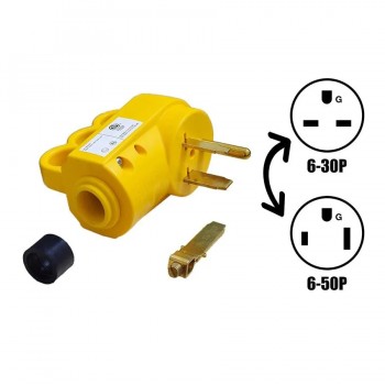 PureVolt Fiche double ampérage 30A/50A - 250V - NEMA 6-30P/NEMA 6-50P