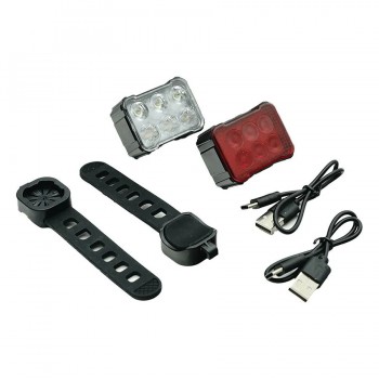 PureVolt Ensemble de lumières avant et arrières de vélo 6 DEL rechargeables