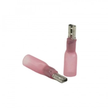 PureVolt Double Crimp Heat Shrink Female Blade Terminal - .187 in. - 22-16 AWG - Pink - 10-Pack