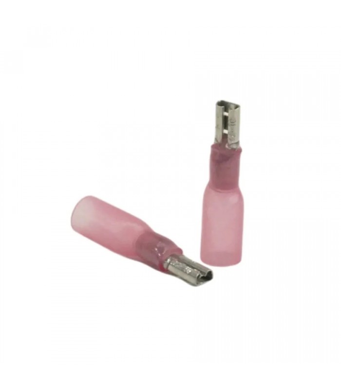 PureVolt Double Crimp Heat Shrink Female Blade Terminal - .187 in. - 22-16 AWG - Pink - 10-Pack