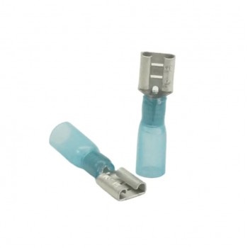 PureVolt Terminal à lame femelle thermorétractable double baril - .250 po. - 16-14 AWG - Bleu - Paquet 10