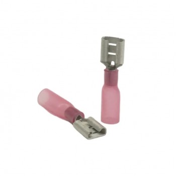 PureVolt Double Crimp Heat Shrink Female Blade Terminal - .250 in. - 22-16 AWG - Pink - 10-Pack