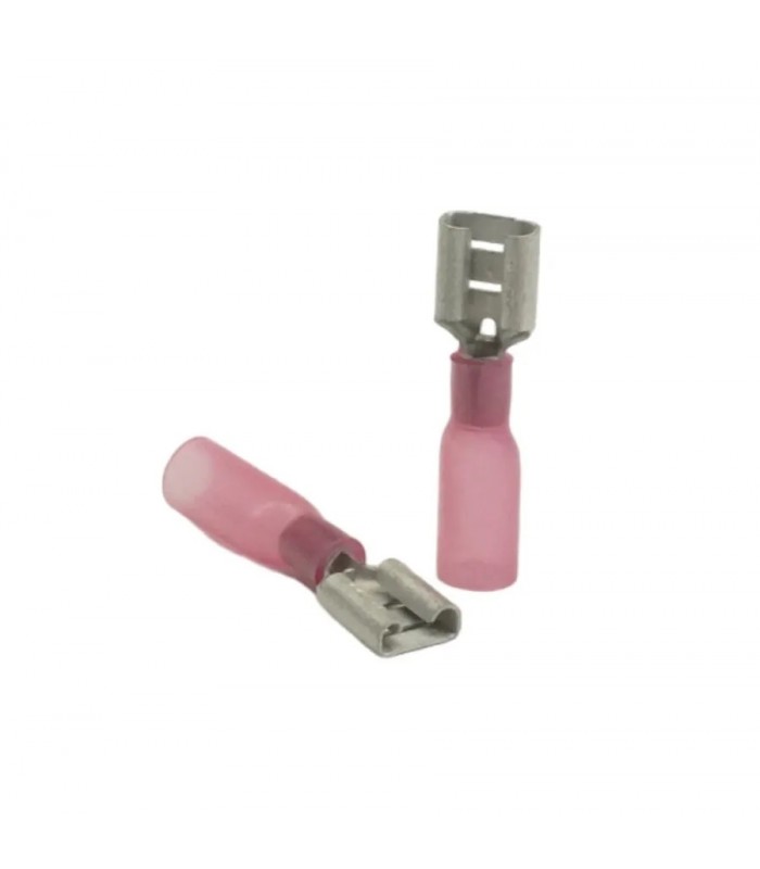 PureVolt Double Crimp Heat Shrink Female Blade Terminal - .250 in. - 22-16 AWG - Pink - 10-Pack