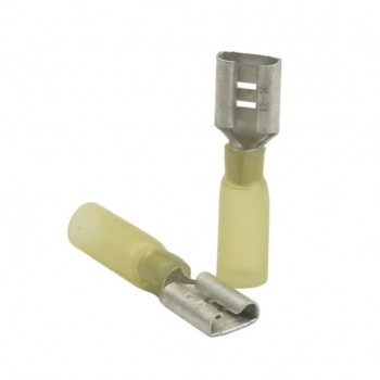 PureVolt Double Crimp Heat Shrink Female Blade Terminal - .375 in. - 12-10 AWG - Yellow - 10-Pack