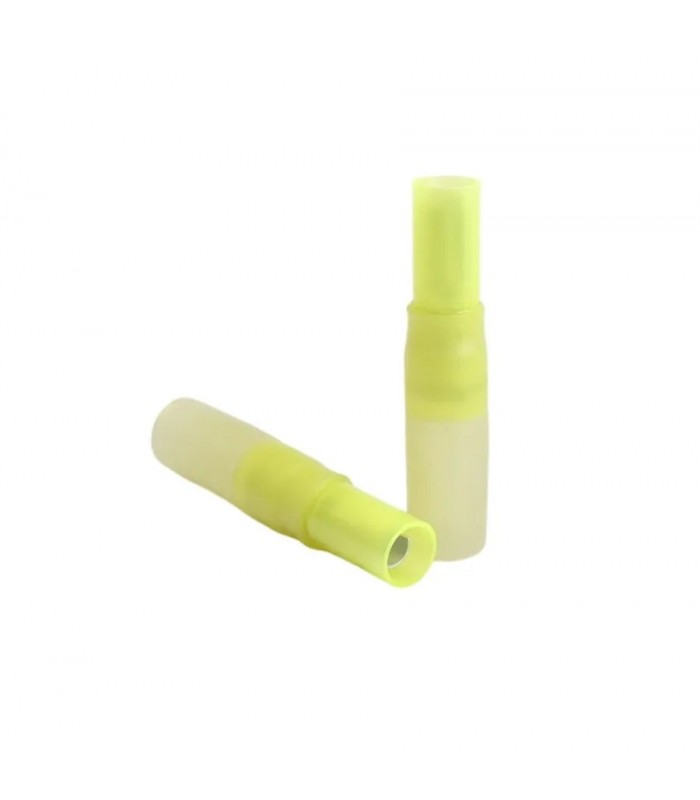 PureVolt Terminal bullet femelle thermorétractable double baril - 4 mm - 12-10 AWG - Jaune - Paquet 10