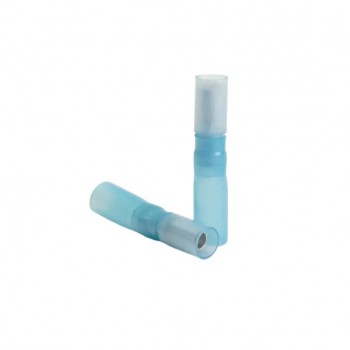 PureVolt Double Crimp Heat Shrink Female Bullet Terminal - 4 mm - 16-14 AWG - Blue - 10-Pack