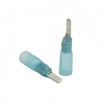 PureVolt Double Crimp Heat Shrink Male Blade Terminal - .110 in. - 16-14 AWG - Blue - 10-Pack