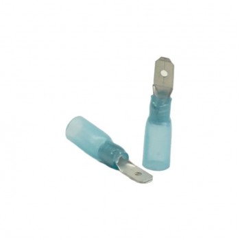 PureVolt Double Crimp Heat Shrink Male Blade Terminal - .187 in. - 16-14 AWG - Blue - 10-Pack