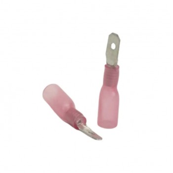 PureVolt Double Crimp Heat Shrink Male Blade Terminal - .187 in. - 22-16 AWG - Pink - 10-Pack