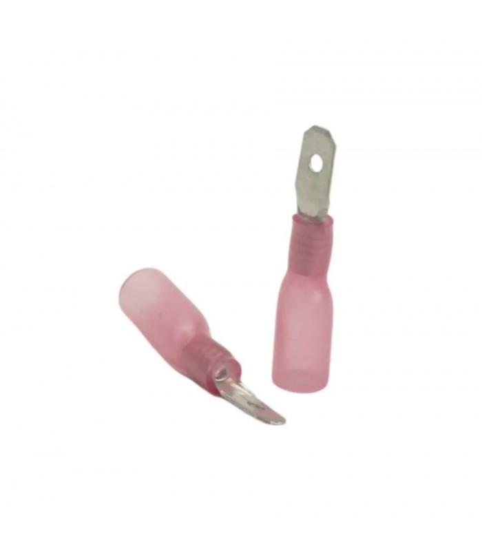 PureVolt Double Crimp Heat Shrink Male Blade Terminal - .187 in. - 22-16 AWG - Pink - 10-Pack