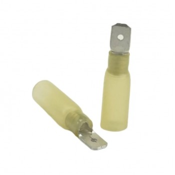 PureVolt Double Crimp Heat Shrink Male Blade Terminal - .250 in. - 12-10 AWG - Yellow - 10-Pack