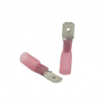 PureVolt Double Crimp Heat Shrink Male Blade Terminal - .250 in. - 22-16 AWG - Pink - 10-Pack