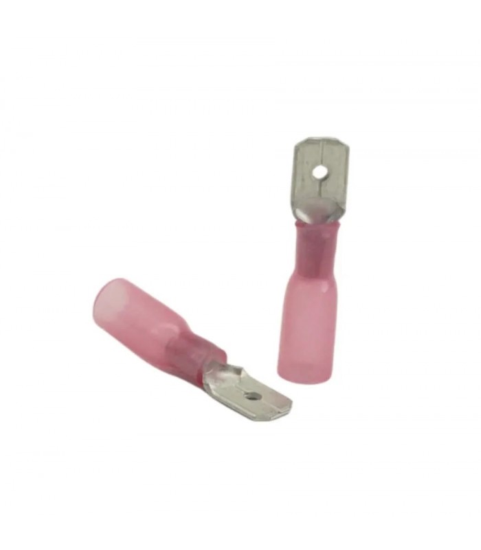 PureVolt Double Crimp Heat Shrink Male Blade Terminal - .250 in. - 22-16 AWG - Pink - 10-Pack